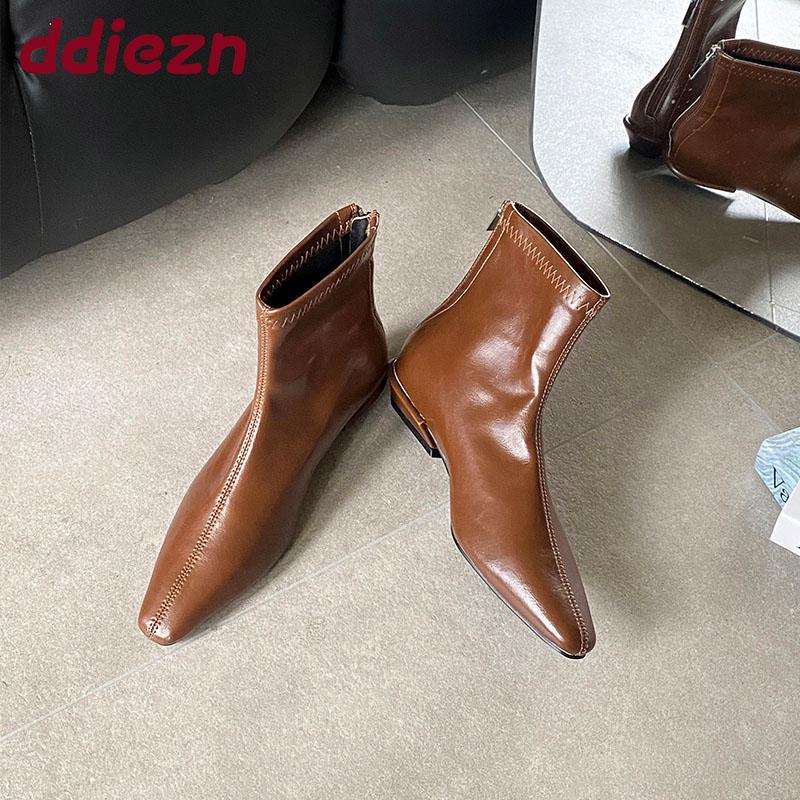 Mode Mode Stretch Damen Stiefeletten Moderne Stiefel mit niedrigem Absatz Schuhe Spitzschuh Damen Kurze Stiefel Pumps Schuhe