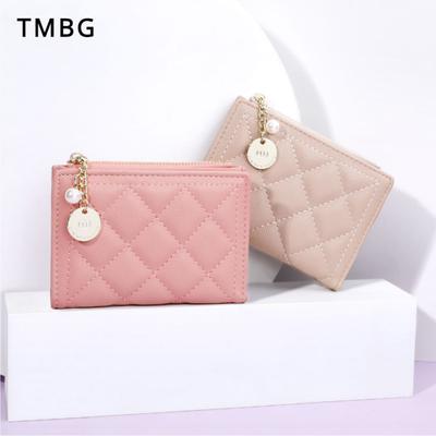 Billetera Dulce Linda para Mujer PU Corta Pequeño Aroma Monedero de Dama con Colgantes de Perlas Tarjetero para Niña Bolsillo para Monedas Regalo del Día de la Diosa