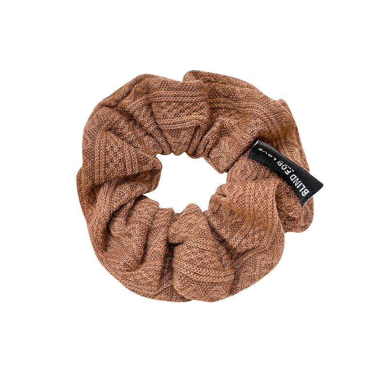Retro pattern large intestine hair band women's knitted French solid color cloth hair rope coffee head rope hair