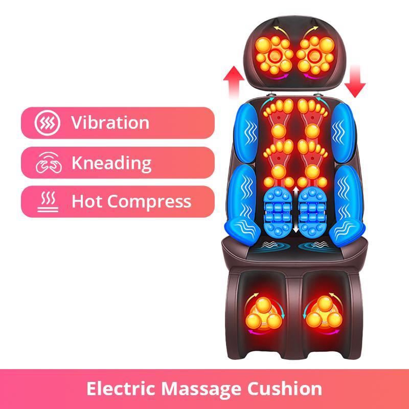 Heating Vibration Massage Cushion Electric Neck Shoulder Back Full Body Massager for Home Sofa Office Use коричневый