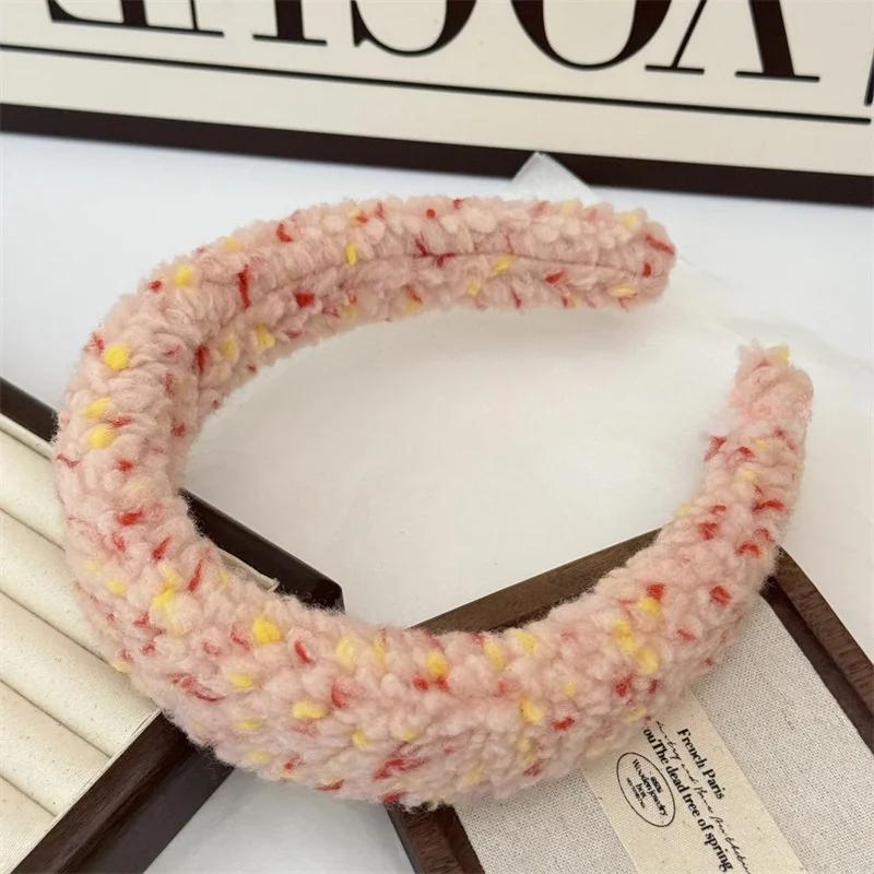 Buntes Plüsch-Stirnband mit Polka Dots, Plüsch-Haarband, Niedliche Haargummis mit Polka Dots, Haarband für Frauen, Haarschmuck für Frauen