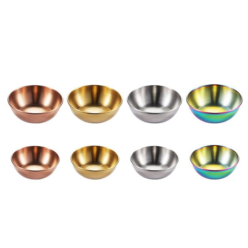 Set om 6 / 4 Små såsskålar i rostfritt stål Kryddserveringsbricka Kryddfat Sojaskål Specialporslin