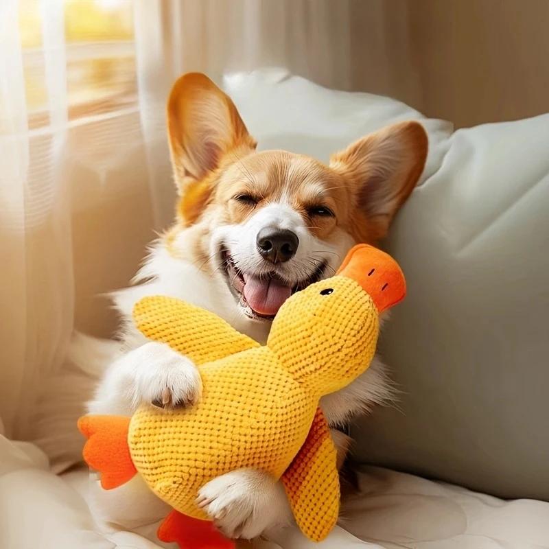 Dog Calming Duck, 2026 Yellow Duck Dog Toy, The Mellow Ducks Calming Pillow, Dogs Ducks Toy with Quacking Sound for Indoor Dogs