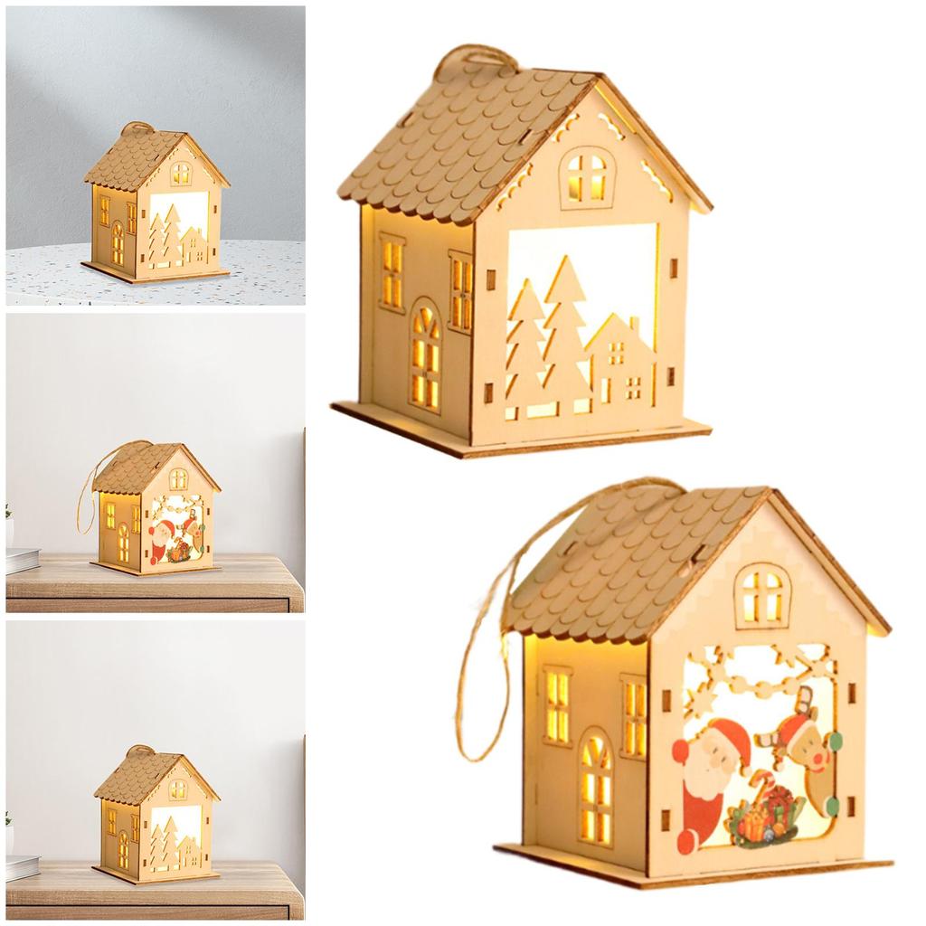 Christmas Tree Hanging Decoration Cabinet Lighted up Christmas Village House