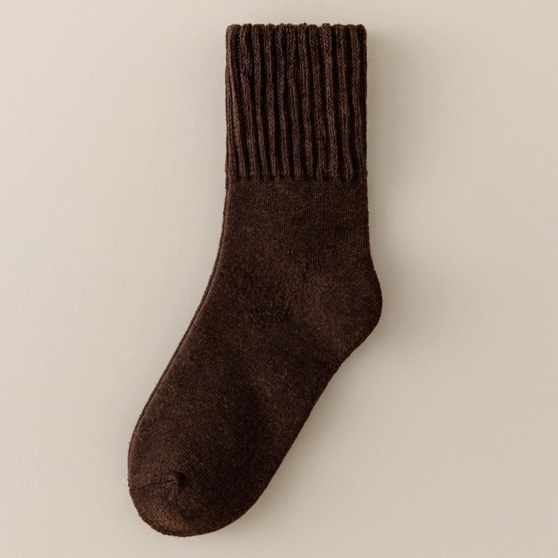 Cross-Border Terry Socks, Medium Socks, Thickened Warm Sleeping Socks, Winter Fleece Solid Color Confinement Socks