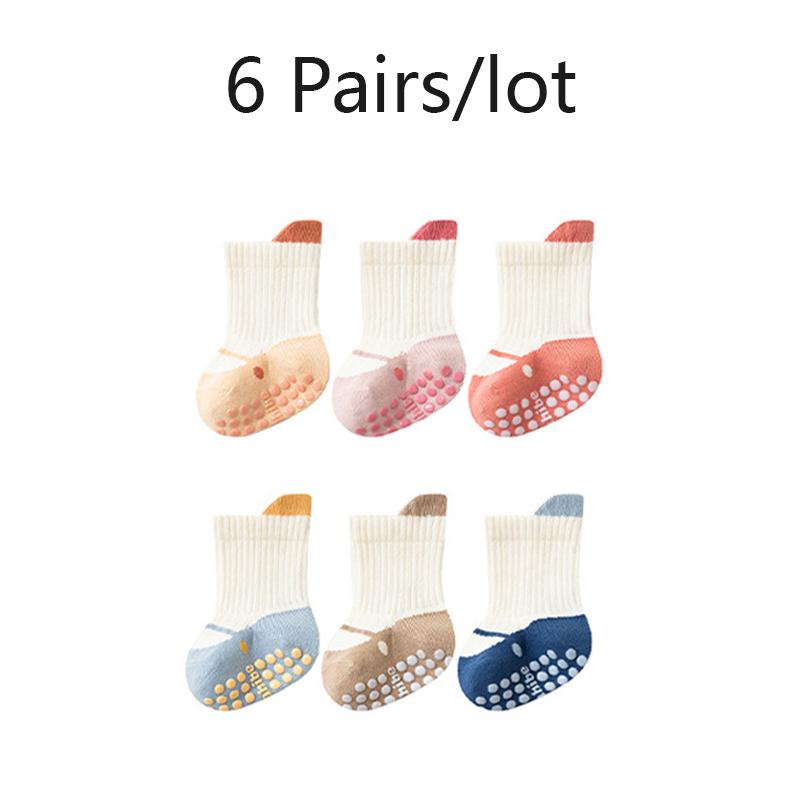 3/6 Paar Baby-Bodensocken mit Grips Atmungsaktive Baumwolle Rutschfeste Socken für Kleinkinder 0-5 Jahre