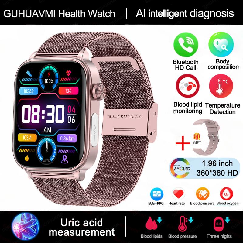 2026 New ECG+PPG Monitoring Smart Watch Women Blood Pressure Blood Lipid Uric Acid Women Menstrual Health Tracker Smartwatches