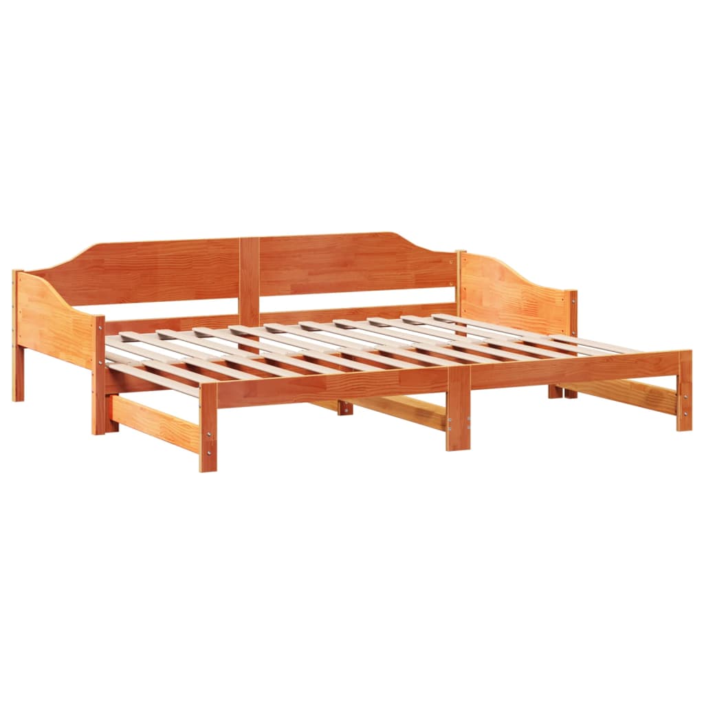 Extendable Daybed in Wax Brown 80 x 200 cm Solid Pine Wood