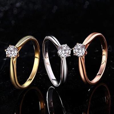 Kobiety Six-Claw Strass Cubic Engagement Wedding Ring Finger Biżuteria Akcesoria Prezenty