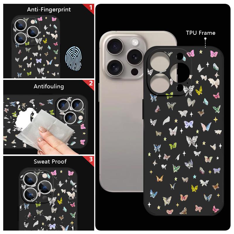 Colorful Butterfly Pattern Lanyard Case For iPhone 17 Pro Max Funda iPhone 16 15 14 13 Pro Max 11 16E 17E Soft Silicone Cover