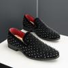 Fashion Black Suede Studded Spikes Moccasins Shoes Mens Smocks Slipper Casual Shoes Men Party Dress Apartments Loafers Shoes