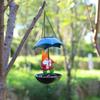 Solar Bird Feeder LED Light Outdoor Bird Feeder Frog or Dwarf Holding Umbrella Bird Feeder for Garden Backyard Decoration