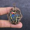 Rainbow Calsilica Gemstone Handmade Copper Wire Wrap Jewelry Pendant 2.29" T9A61