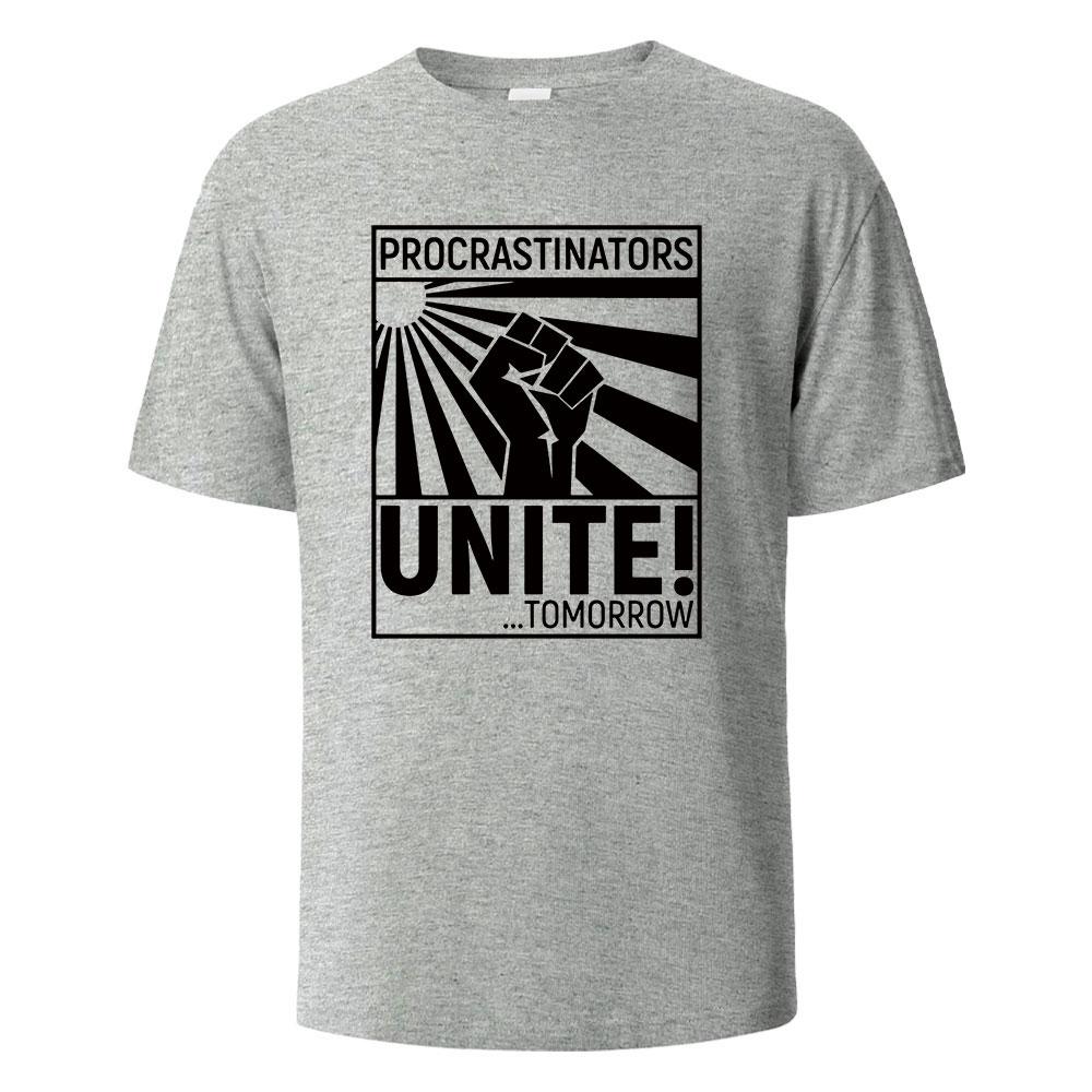 Herren Bedrucktes T-Shirt Prokrastinierer Streetwear 100% Baumwolle Oberteile Für Männer Frauen Sommer Atmungsaktiv Kurzärmelig O-Ausschnitt Basic T-Shirts