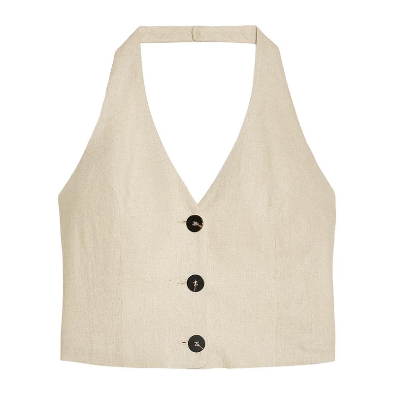 Zaprha 2025 New Arrival Hot Sexy Linen Blend Halterneck Sleeveless Elegant Casual Tops 3207939