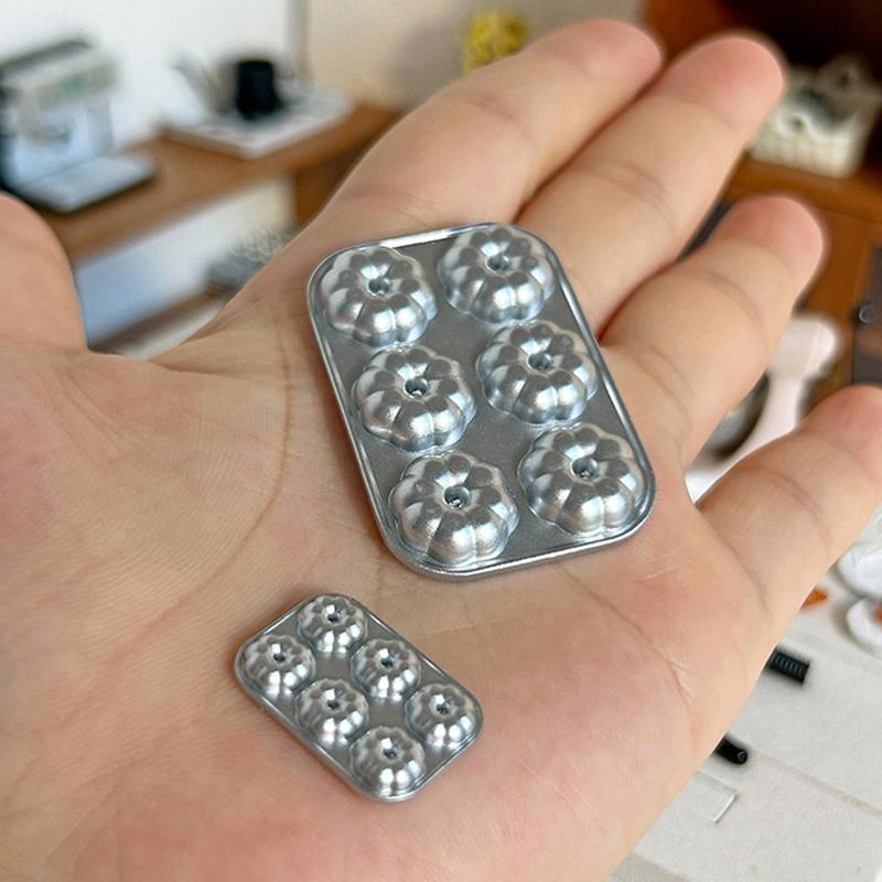 1:6/1:12 Scale Miniature Dollhouse Mini Pastry Biscuit Cookie Cake Bread Silver Mold Diy Food Play Silicone Mold Accessories