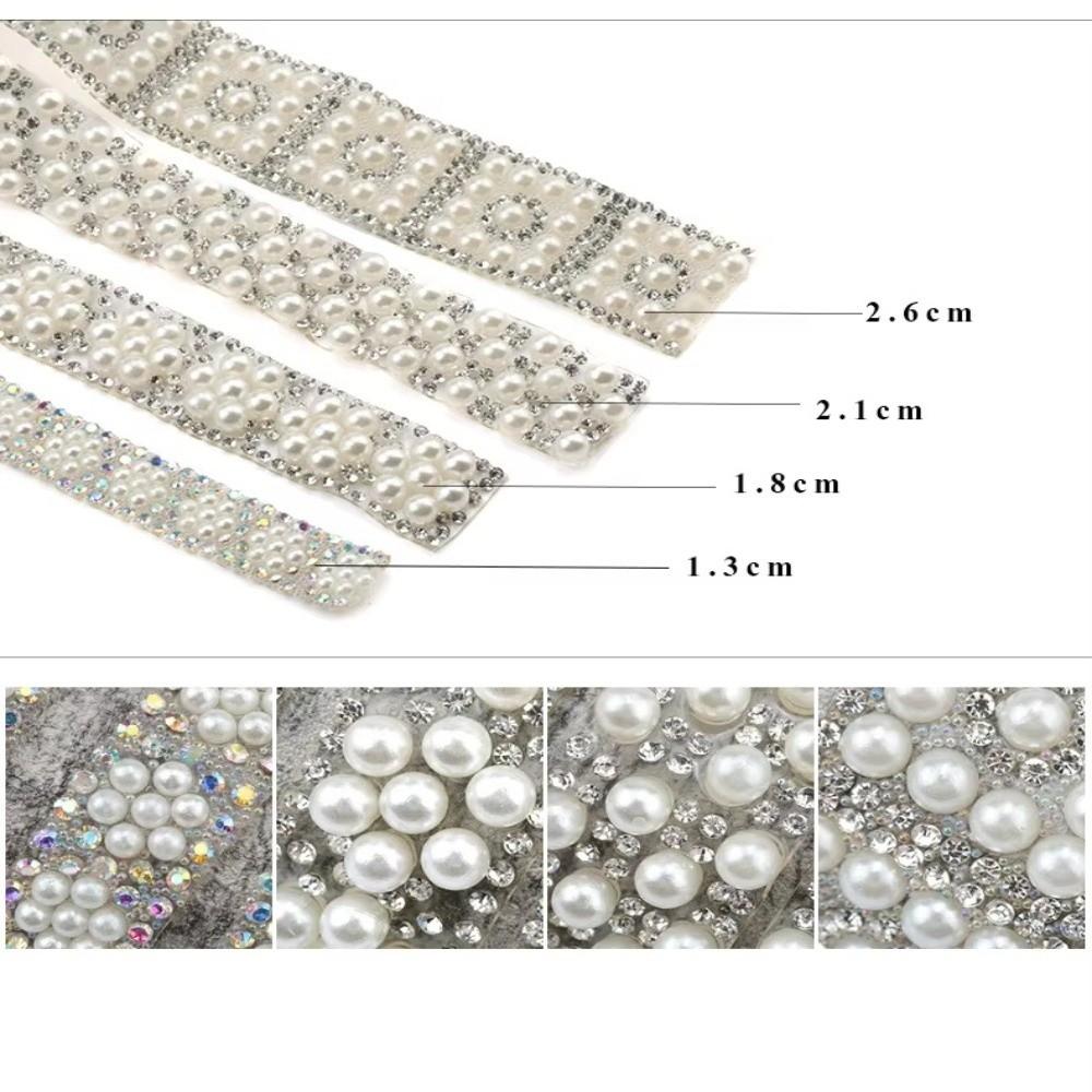 1 Yard DIY Rhinestones Trim Tape Colorful Pearl Chain  Garment Shoes Bags Bags Decoration
