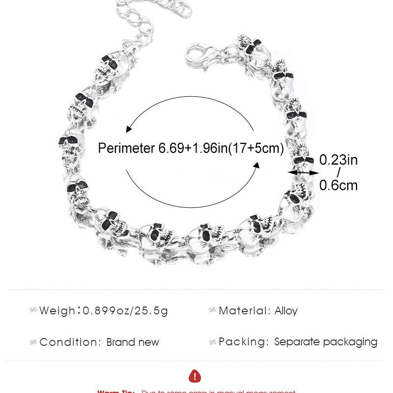 Gothic Alloy Skull Bangle, Vintage Dark Punk Style Bracelet, Fashion Statement Wrist Ornament for Male and Female