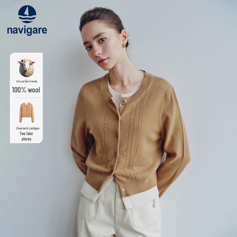 Navigare Women's Faux Two-Piece Wool Cardigan