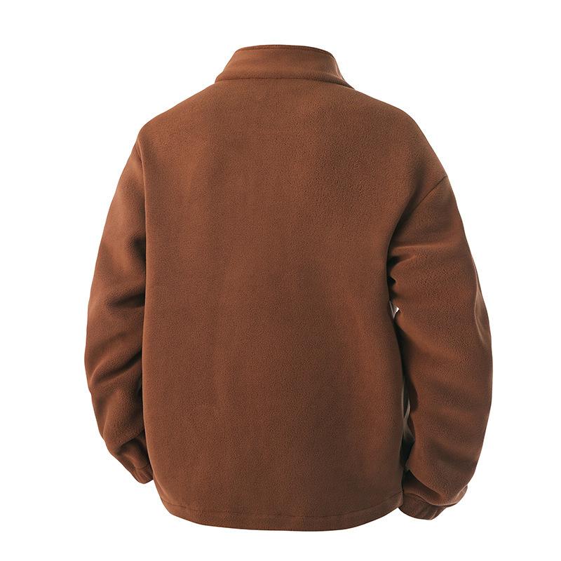 New Men's Stand-up Collar Thickened Fleece Jacket with Velvet Warmth and Windproof Fashion