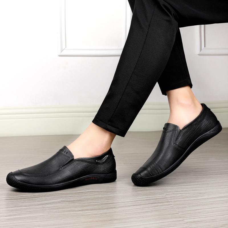 New Men Loafers Fashion Genuine Leather Casual Flat Slip - On Driving Footwear Boat Shoes Comfortable Lazy Male Shoes