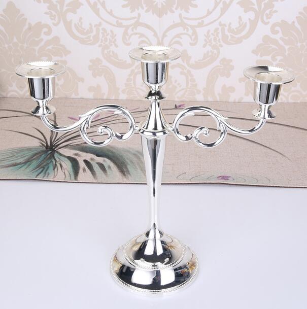 Silver Gold Black Bronze Metal Candlestick Holder Retro 3-Arm Dinner Candelabra Wedding Home Decor Candelabra 1Pc