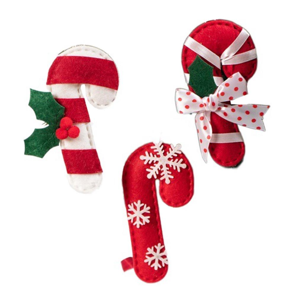 

3Pcs Cartoon Christmas Hanging Pendant Mini Cane Hanging Pendants Fabric Small Doll Pendant Desk красный