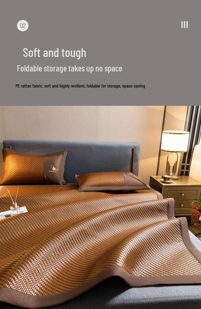 Customizable 2026 High-End Thickened Rattan Air Conditioning Mat - Foldable Ice Silk Cool Summer Mat