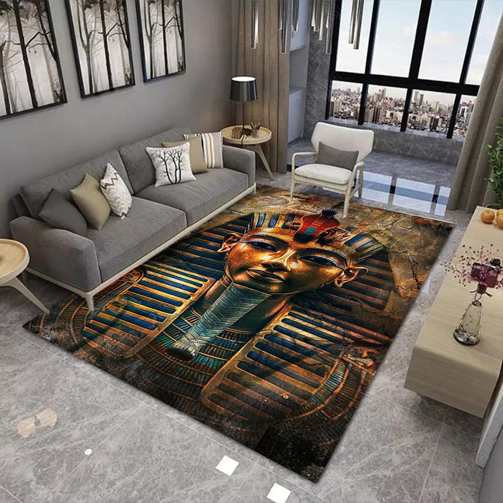 Egyptian Pharaoh Carpet Ancient Hieroglyphic Mat Non-slip Soft Vintage Art Home Decoration Living Room Modern Durable Floor Mat