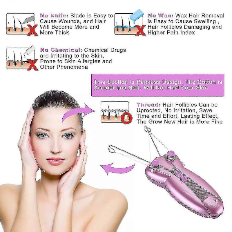 Barsinfi Ladies Facial Epilator Electric Ladies Beauty Epilator Facial Threading Depilation Razor Facial Massager Ramen Delicate Device Depilation (/Y