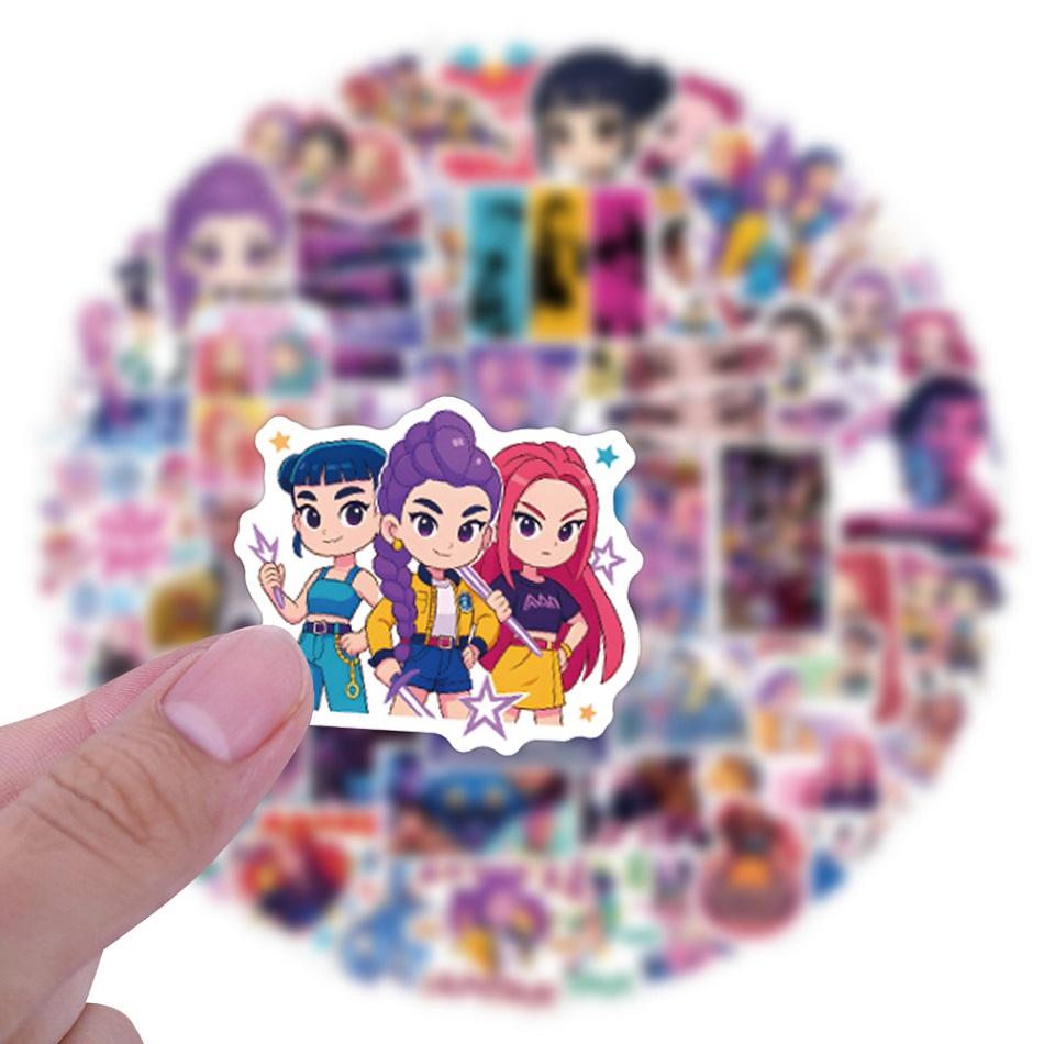 55-110 Piezas Kpop Cazadores de Demonios Pegatinas Dibujos Animados Anime Sticker Huntrix Pegatinas Decorativas Para Scrapbook Cuaderno Pegatina Estética