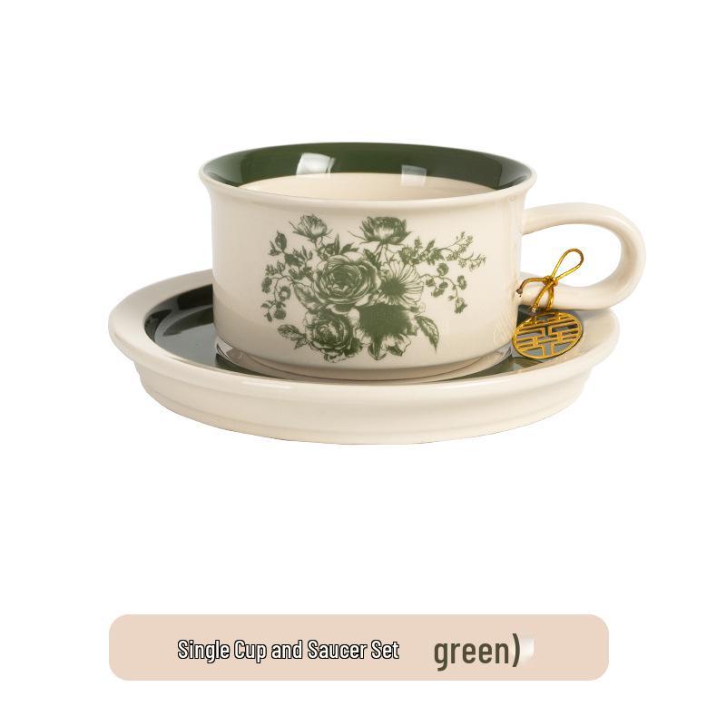 Elegant Retro Ceramic Coffee Cup and Saucer Set - Ideal Gift for Afternoon Tea