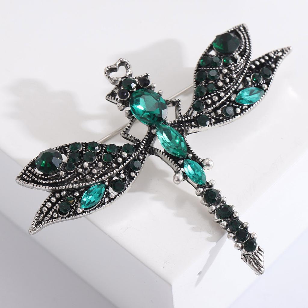 Retro Dragonflies Crystal Brooch Pin Elegant Rhinestones Animal Lapel Accessory for Women and Girls Fashion Jewelry