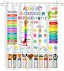 Kids Educational Shower Curtain ABC Learning Tool Funny Cartoon Animals Colors Shapes Weathers Multiplication Table Girls Boys