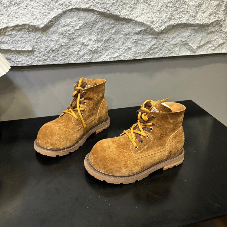 Miyou Casual British Big Head Outdoor Mountaineering Six-Hole Thick-soled Maillard Retro Rhubarb Boots Martin Boots Women's Short Boots