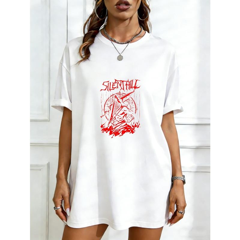 

Oversized T Shirt Black Silent Hill Red Logo And Graphic Design For Casual Wear And Gaming Fans XXXXL білий