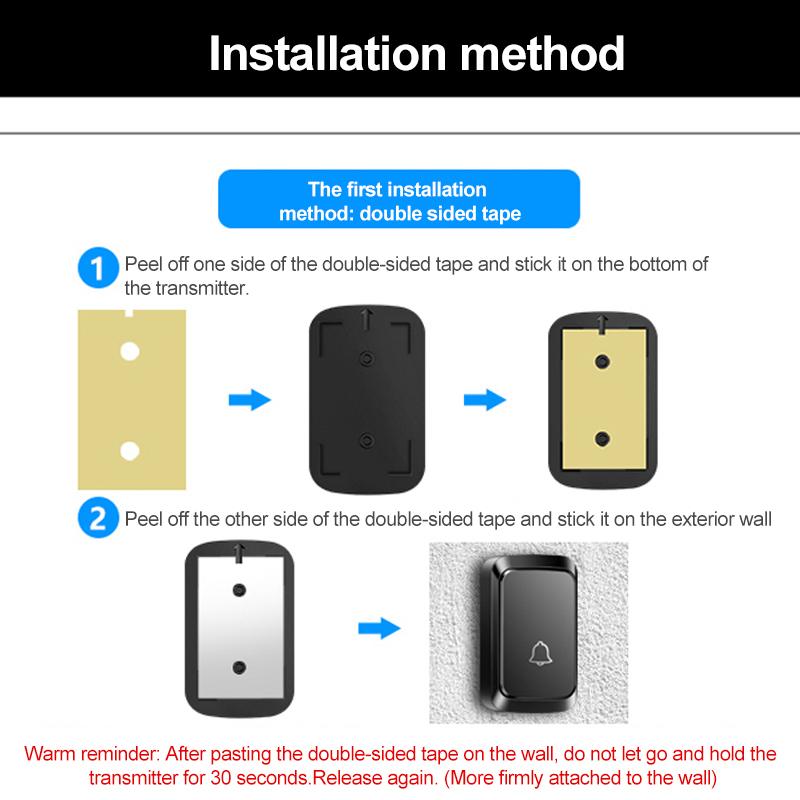 Smart Wireless Doorbell Family Door Bell Chime Kit 300M/1000Ft Long Distance 60 Songs Intelligent Doorbell Kit US EU Plug