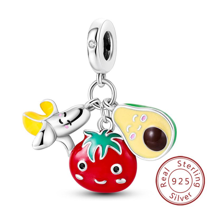 Original Charms Beads Copper Cherry Strawberry Avocado Fruit Charms Pendant For Woman Jewelry Making