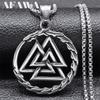 Viking Valknut Dragon Pendant Necklace for Women Men Stainless Steel Nordic Mythology Gothic Male Chain Biker Jewelry NZZ506S02