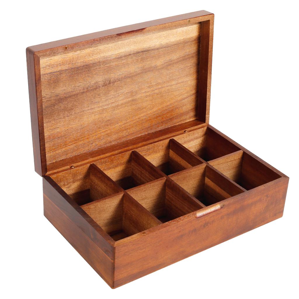 Wooden Tea Box 4/8 Grids Multifunctional Tea Storage Box with Lid Tea Bag Holder for Home Cabinet Kitchen Decor Organization