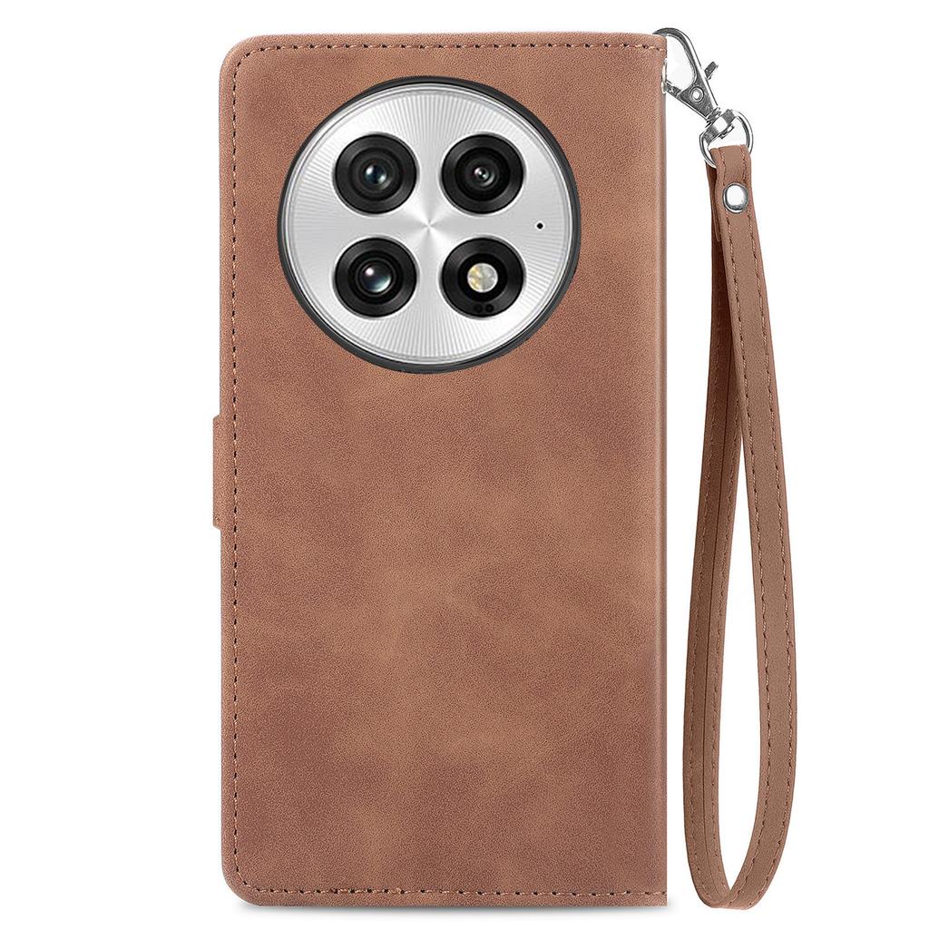 For OnePlus 13 Zipper Wallet Case with Strap Flower Imprint PU Leather Phone Cover
