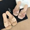 Summer Flower Design Flat Slippers Sandals Women Summer Sexy Open Toe Slide Sandal Elegant Open Heel Dress Pumps Sandalias Mujer