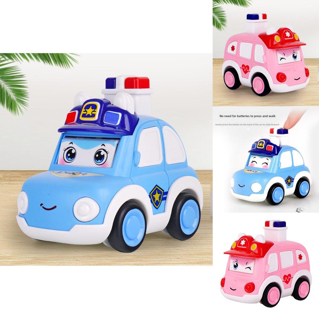Plastic Pressing Police Car Toy For Kids With Push Drive And Visual Development