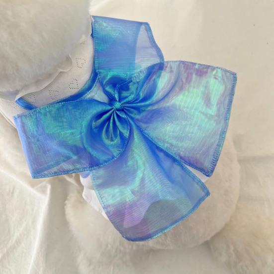 Hundekleid mit großer Schleife Mädchen Hunde Prinzessinnenkleid Sommer Ärmellos Haustier