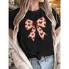 European Size Women'S Loose-Fitting T-Shirt Featuring a Red Heart And Bow Design - Soft Round Neck,Casual Wear, Providing Comfort for All Seasons
