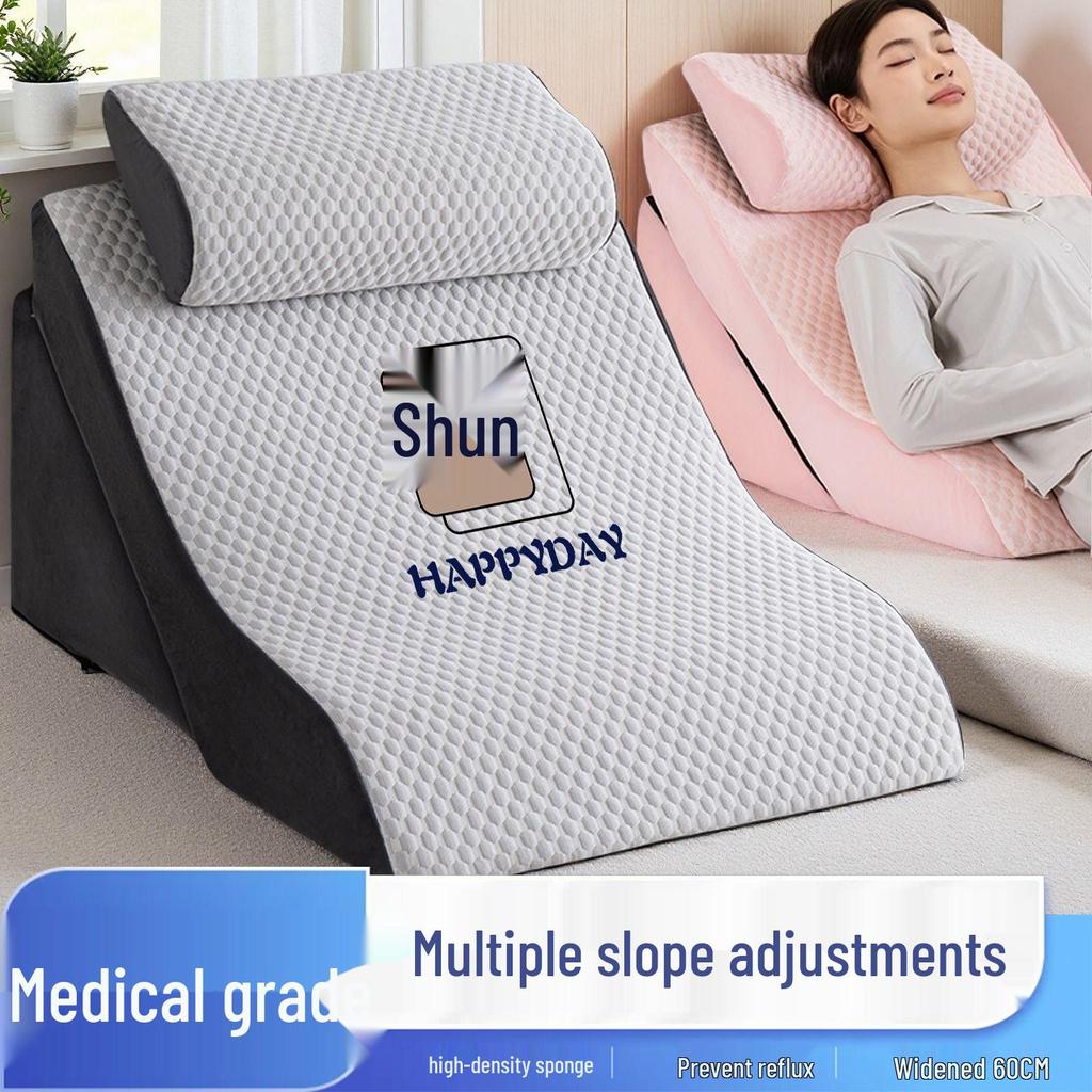 Removable Washable Linen Triangular Cushion for Elderly High-Density Anti-Reflux Bedside Backrest