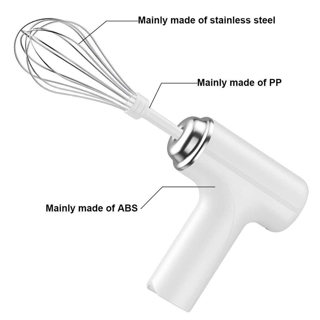 Wireless Electric Handheld Egg Mixer 3 Speed Settings Food Blender For Baking Cake Dough Cream Whisk