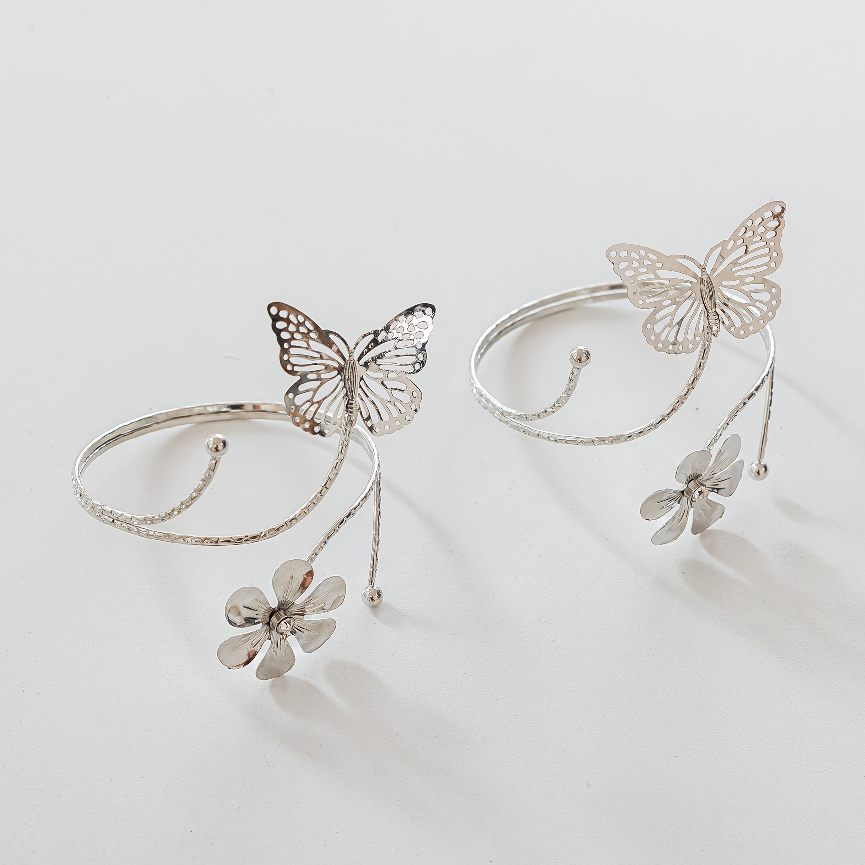 

2 шт. Элегантные подхваты для штор с дизайном бабочек и цветов - Минималистичные металлические держатели для штор со сложными вырезанными узорами для спальни 2pcs