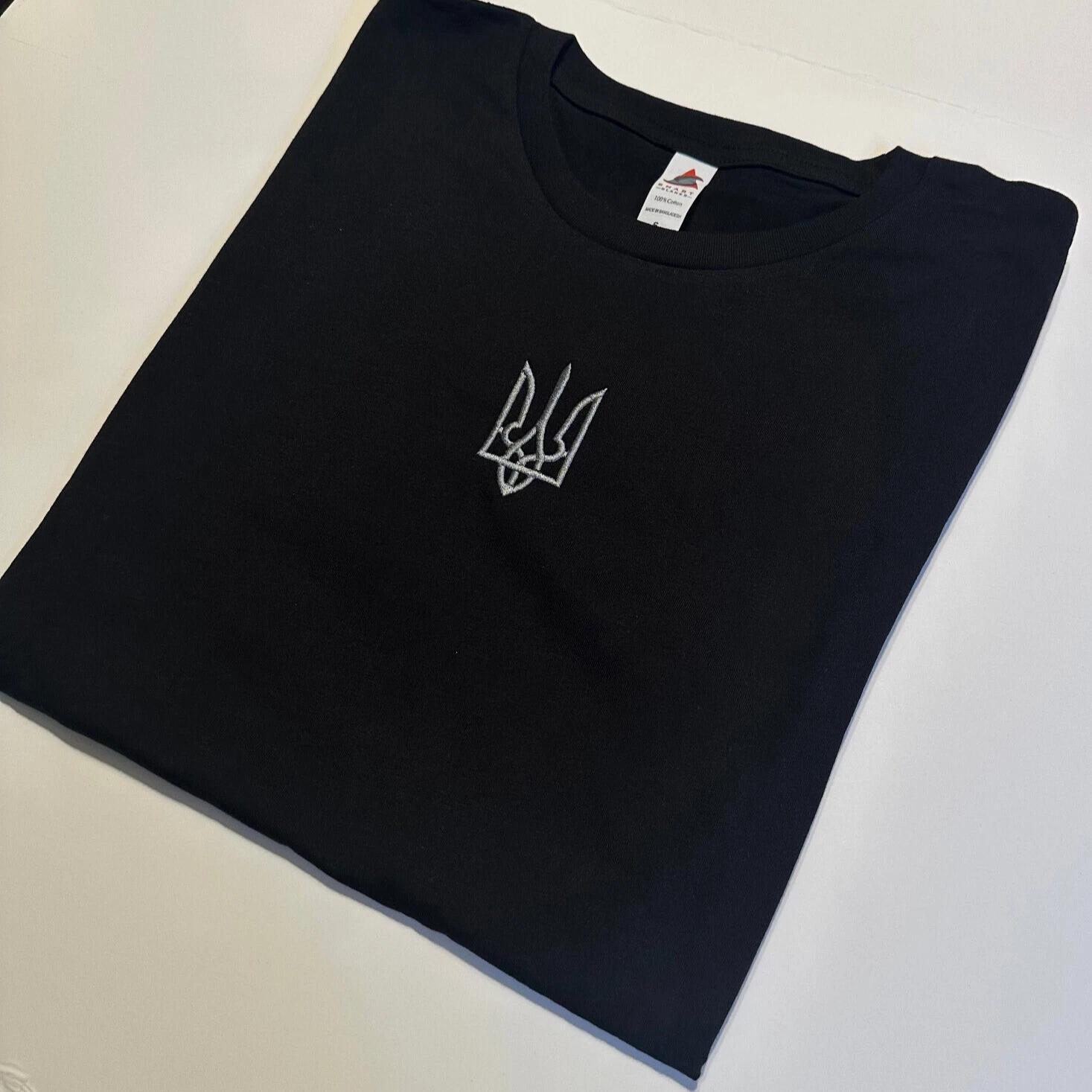 Ukraine Embroidered Shirt Ukrainian T-Shirts Zelenskyy Golden Trident Slava M