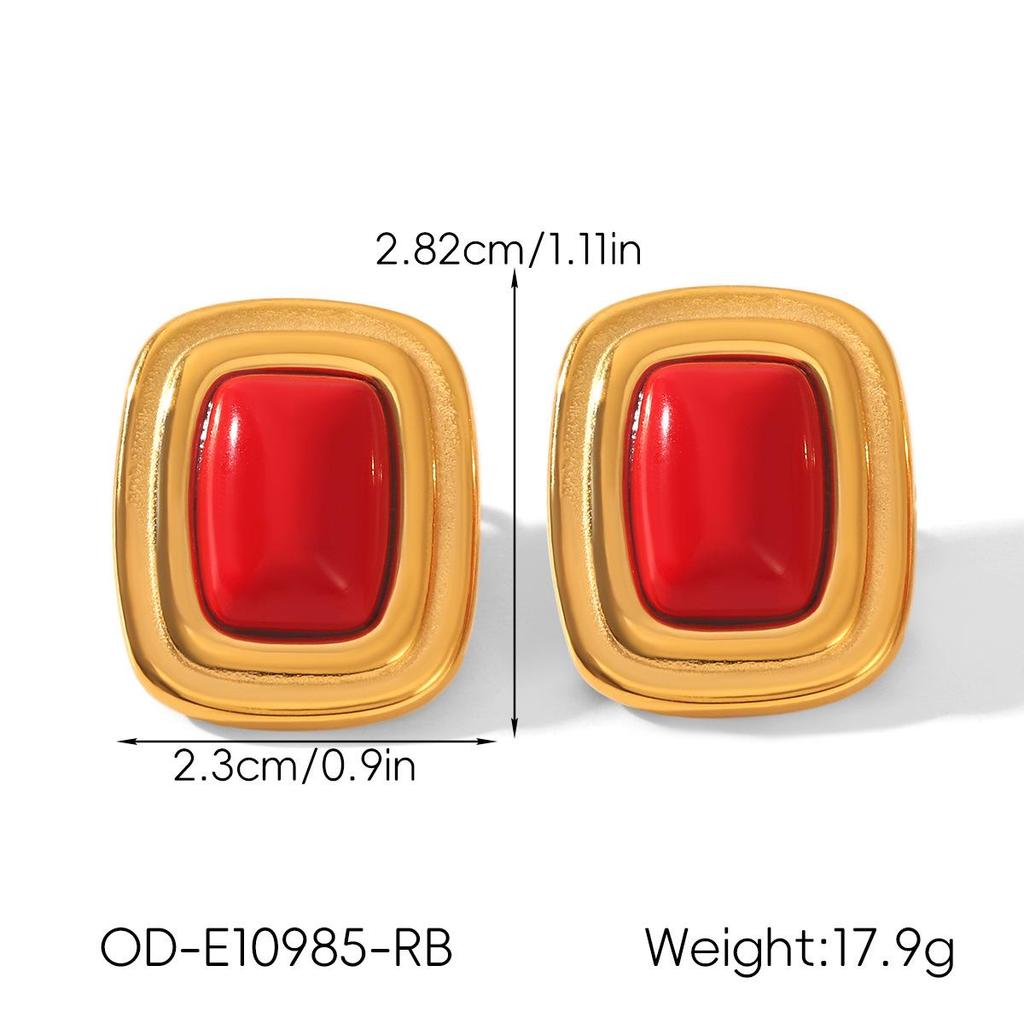 Retro Edelstahl 18k Gold Ohrringe: Nicht verblassende Titan-Ohrstecker, INS-Stil Leichter Luxusschmuck für Frauen